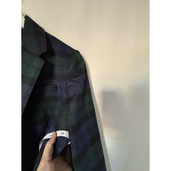 J. Crew Blazer Jacket 10 Blue Green Plaid Check Two Buttons Fall Winter Preppy - Picture 9 of 11
